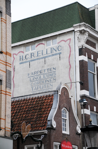 913260 Afbeelding van de muurreclame 'H.G.R. Elling - karpetten / linoleums / gordijnen / tapijten / kleden' op de ...